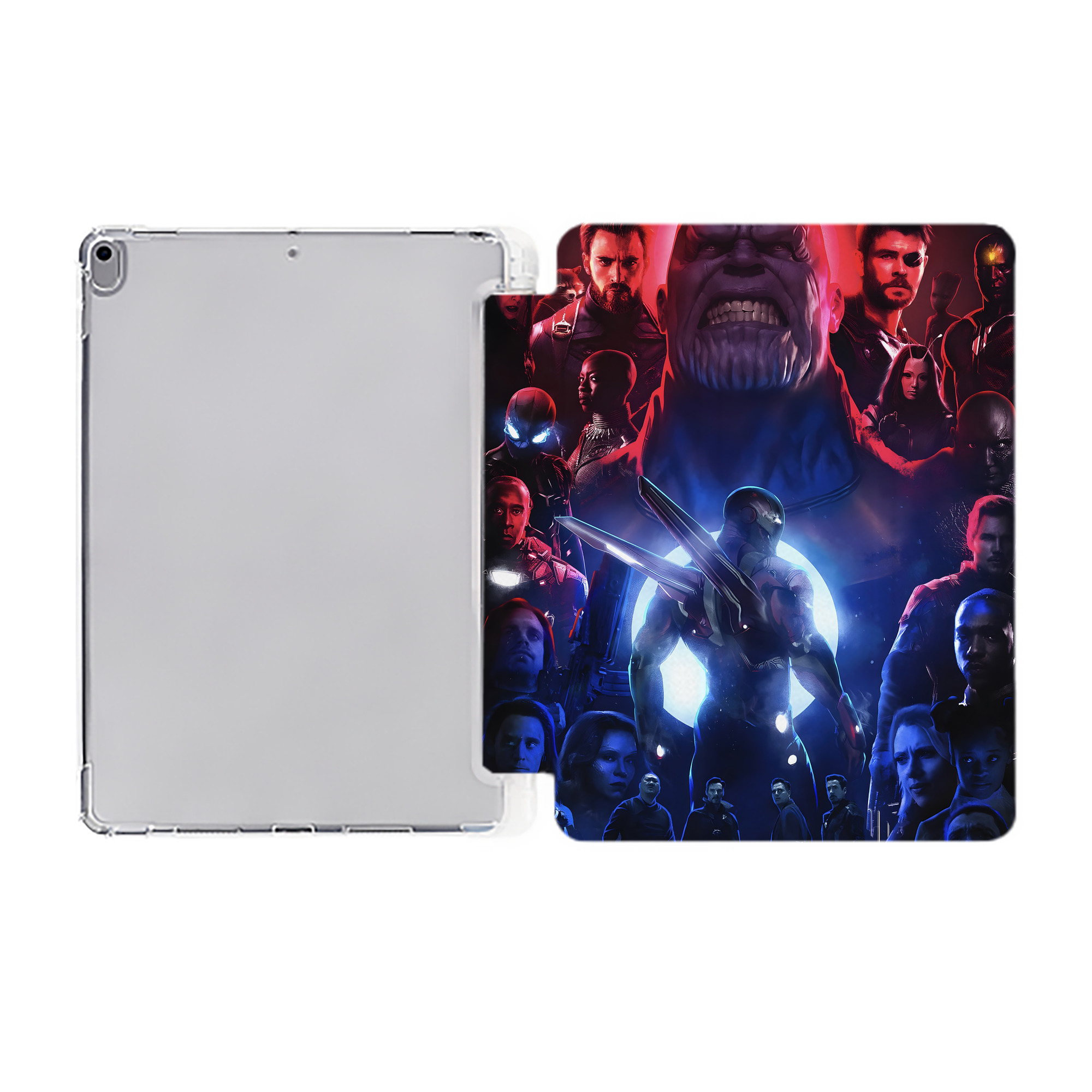 （画像用） アベンジャーズ The Avengers IPad ケース ペン収納付き 三つ折りスタンド PUレザー×シリコン 対応機種9.5/10.5/10.9インチ